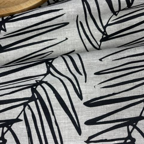 Hand Printed Linen Tea Towel. Design: New Leaf